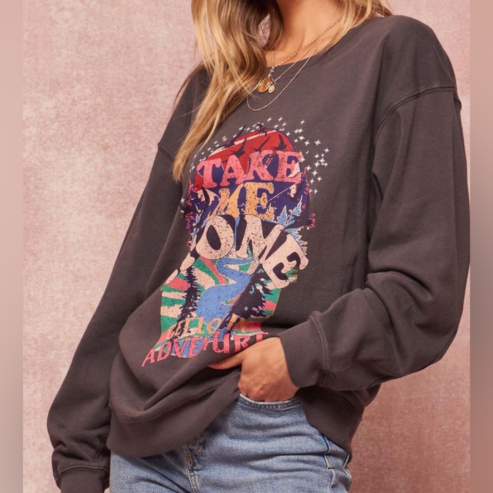 Vintage Canvas Forest Adventure Garment-Dyed Graphic Sweatshirt